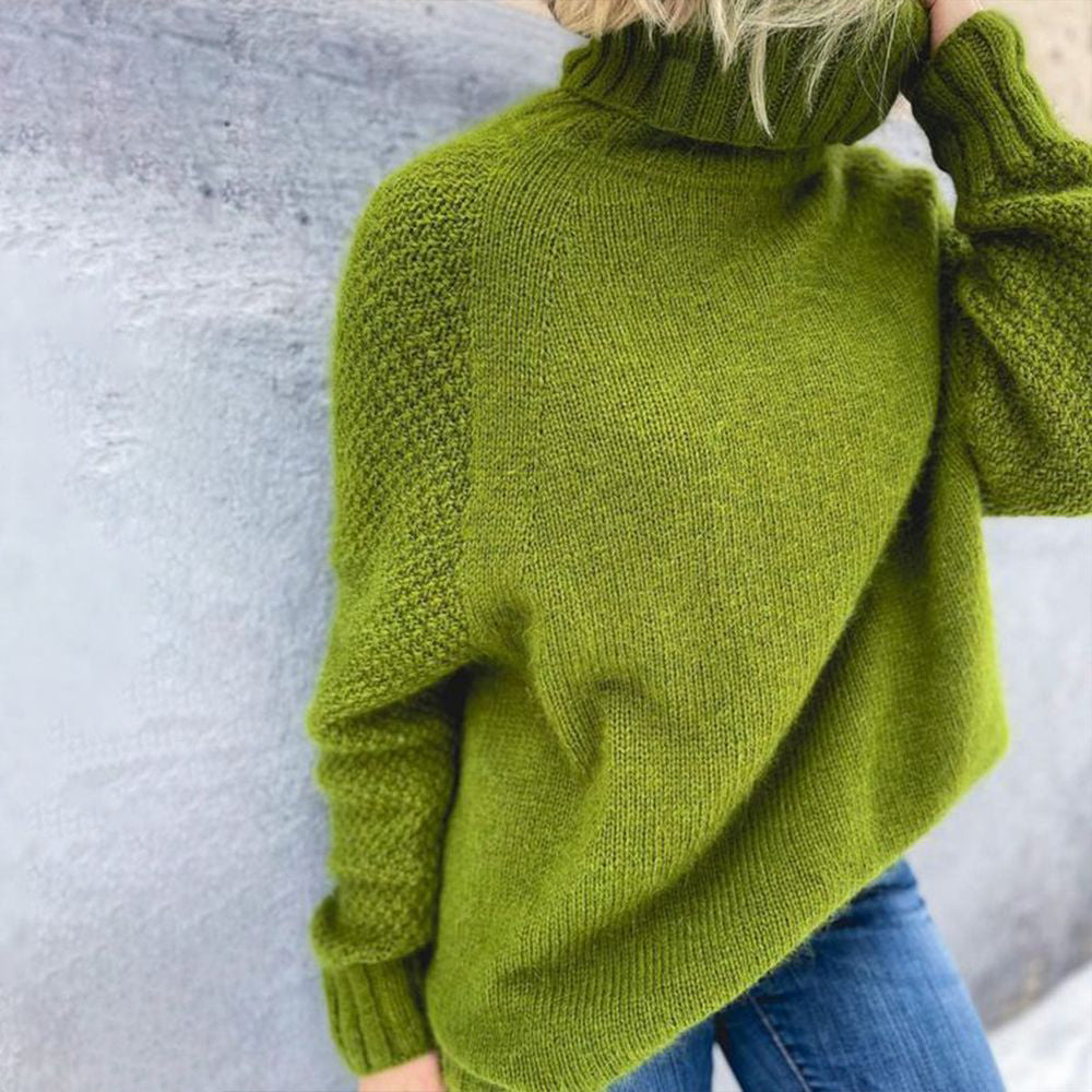 Grasgroene Oversized Gebreide Damescoltrui - Nora