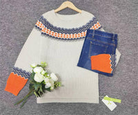 Skandynawski modny sweter z żywym wzorem - NordicChic