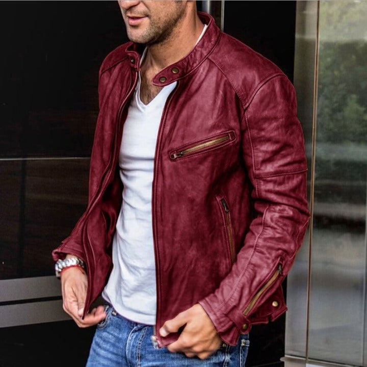 Leather Men's Jacket with Weather-Resistant Coating – Leandro