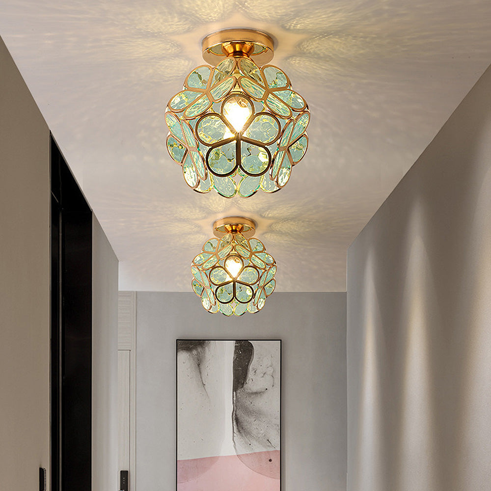 Artystyczna szklana lampa sufitowa z motywem kwiatowym - FlowerHall