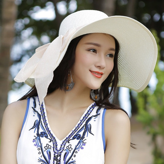 Women's straw hat with sun protection – Candy