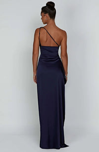 Satin One-Shoulder Split Dress - Vivienne