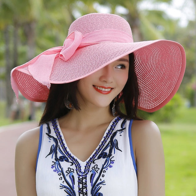 Women's straw hat with sun protection – Candy