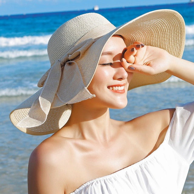 Women's straw hat with sun protection – Candy