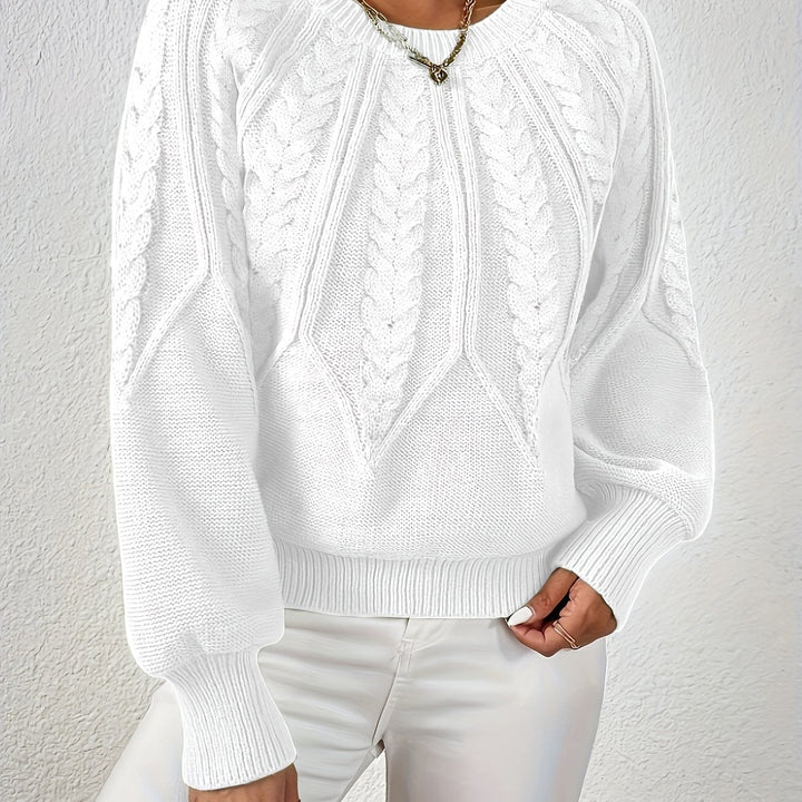 Women's Cable Knit Sweater with Lantern Sleeves – Sanna