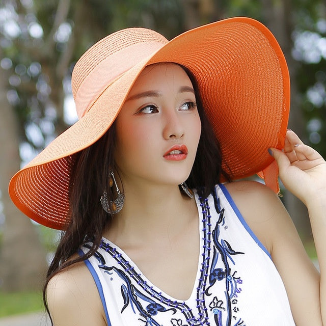 Women's straw hat with sun protection – Candy
