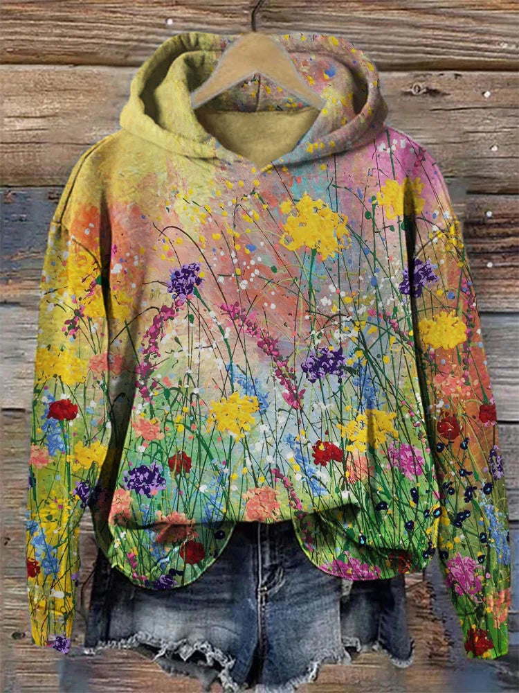 Artistieke Hoodie met Bloemenprint - Nora