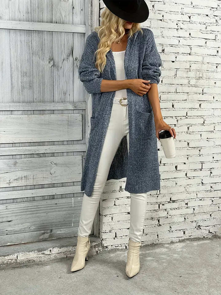 Lange gebreide dames cardigan voor herfst & winter – Elara