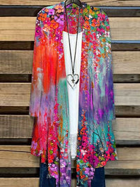 Long Women's Cardigan with Floral Print – Liva