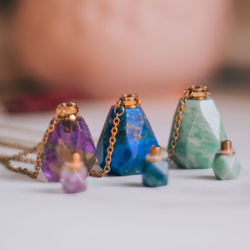 Crystal Perfume Bottle Necklace - Iris