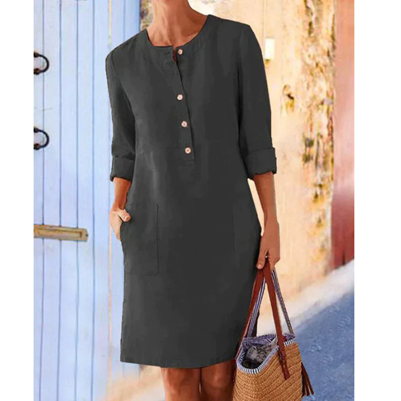 Stylish dress with pockets & round neckline – Niva