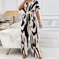 Summer Jumpsuit with V-Neck and Print – Noemi