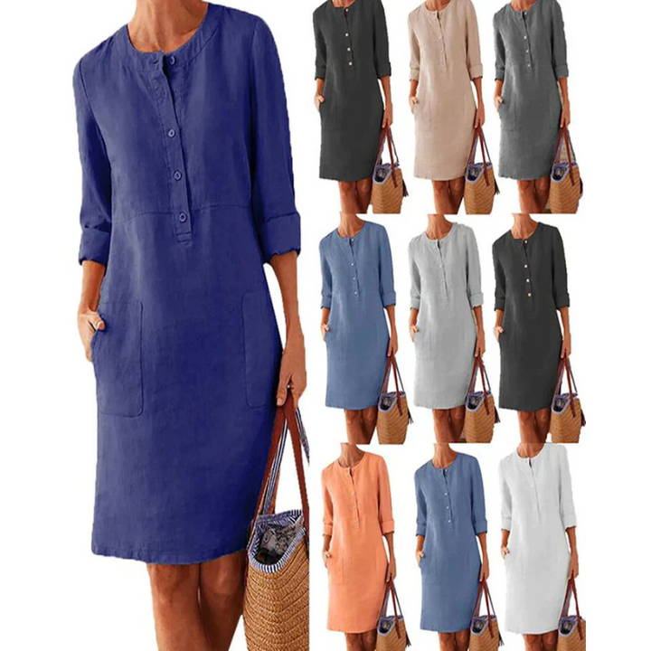 Stylish dress with pockets & round neckline – Niva