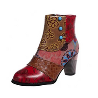 Stylish Retro Leather Women's Boots - Livia