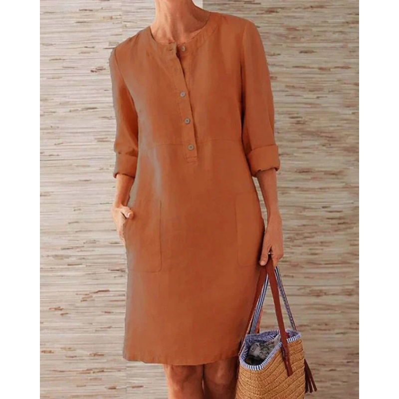 Stylish dress with pockets & round neckline – Niva