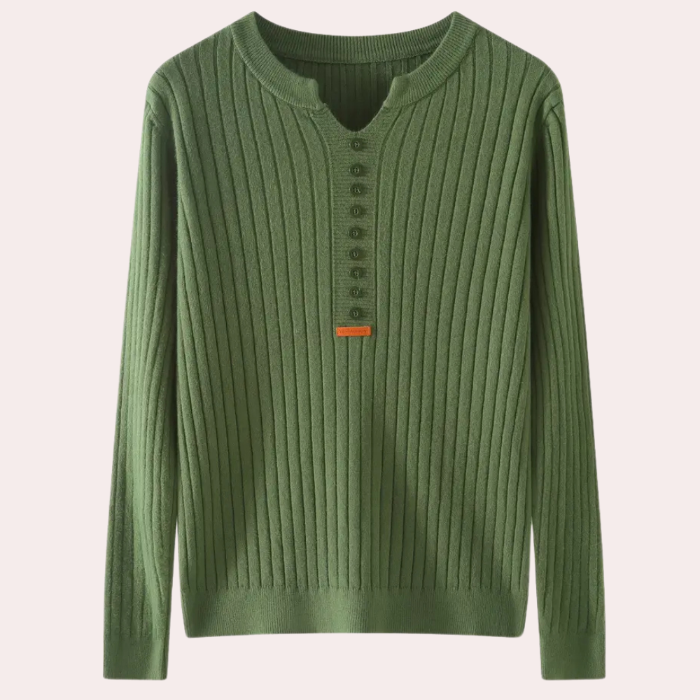 Sweter z dekoltem w serek z detalami na guziki dla kobiet - Marit
