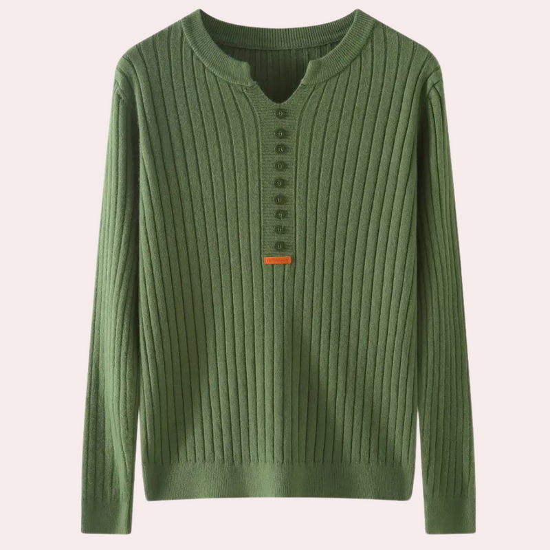 Sweter z dekoltem w serek z detalami na guziki dla kobiet - Marit