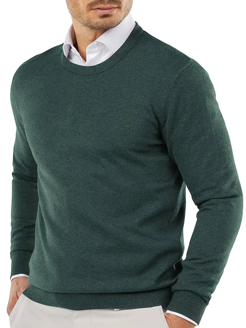 Modny sweter dziany z okrągłym dekoltem - Dante