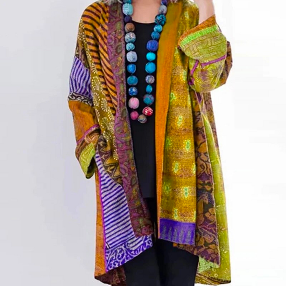 Boho Autumn Cardigan with Colorful Pattern – Maravilla