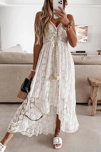White Crocheted Fringe Dress - Élodie