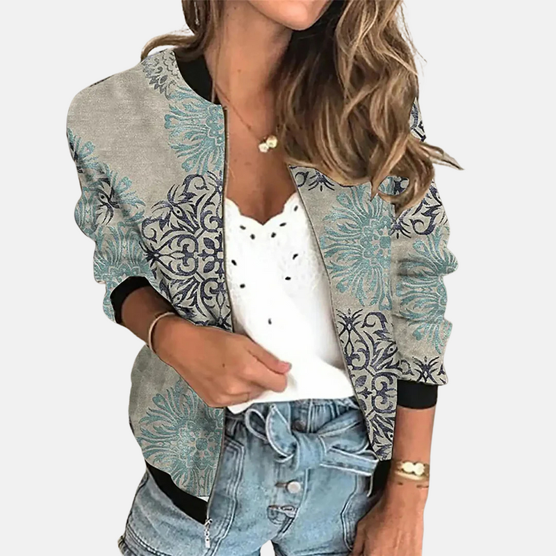 Women's Retro Bomber Jacket with Print - Zoë