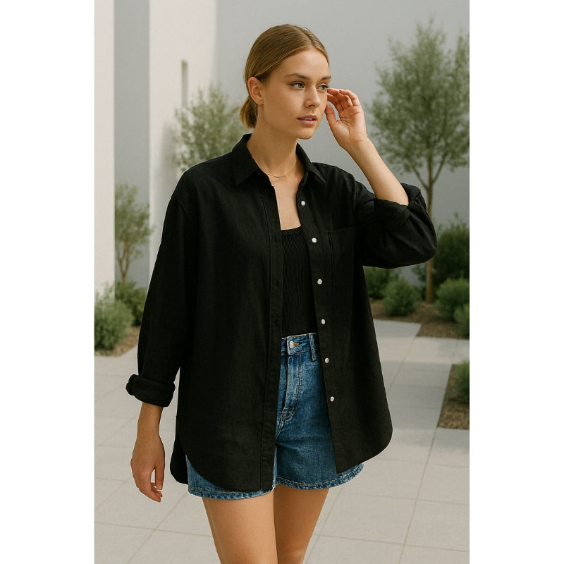 Linen Women's Blouse with Button Closure – Marise