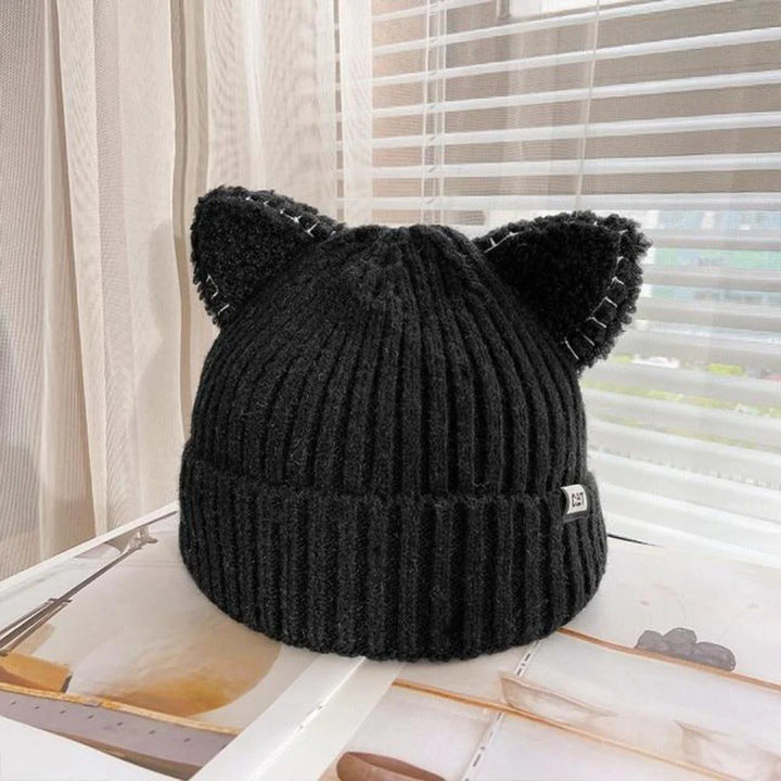 Knitted Winter Hat with Cat Ears - PurrWarm
