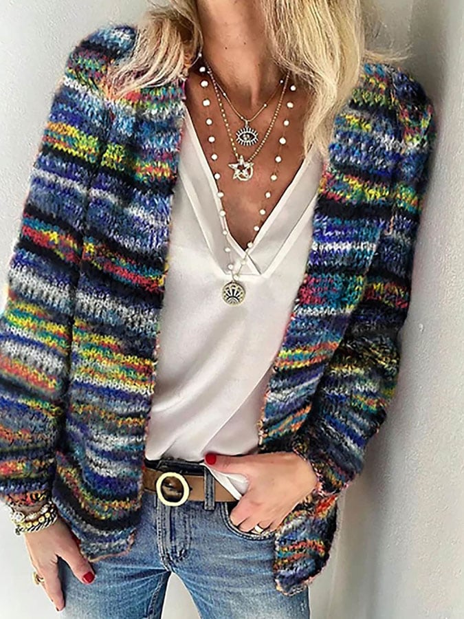 Knitted Colorful Cardigan