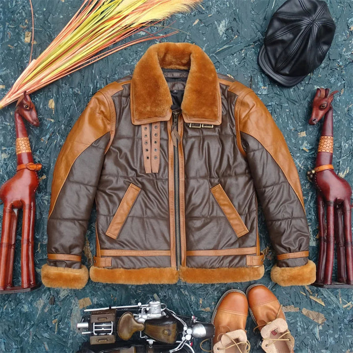 Sammy Jackson™ Milan Leather Aviator Jacket | Tough and warm leather jacket