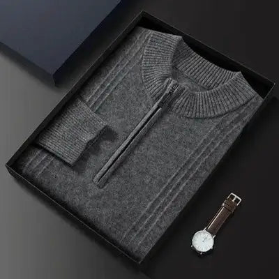 Ciepły casualowy sweter męski z półzamkiem - Logan