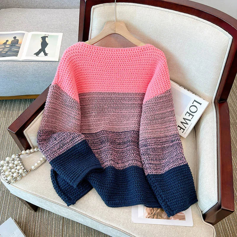 Oversized women's sweater with patchwork design – Melina