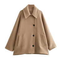 Women's mid-length coat in oversized look with button closure – Selina