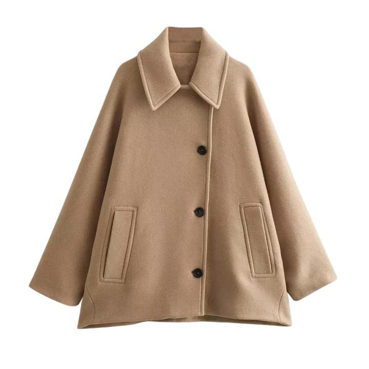Women's mid-length coat in oversized look with button closure – Selina