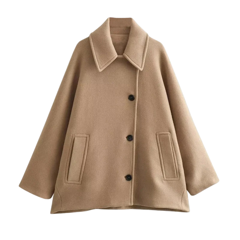 Women's mid-length coat in oversized look with button closure – Selina