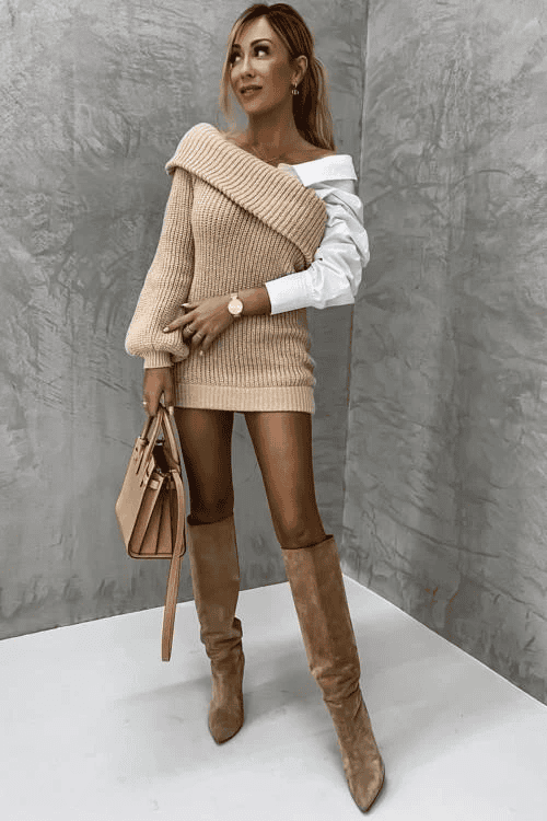 Knitted Dress with Attached Blouse – Elodie
