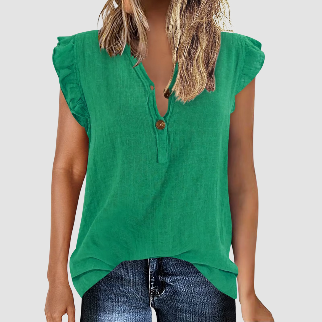 Loose Women's Summer Blouse with Button Closure - Léa