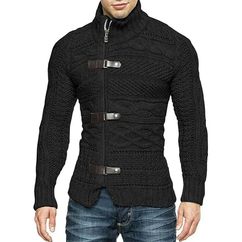 Sammy Jackson™ Boaz Urban Kamizelka | Sweter dziany z skórzanymi akcentami
