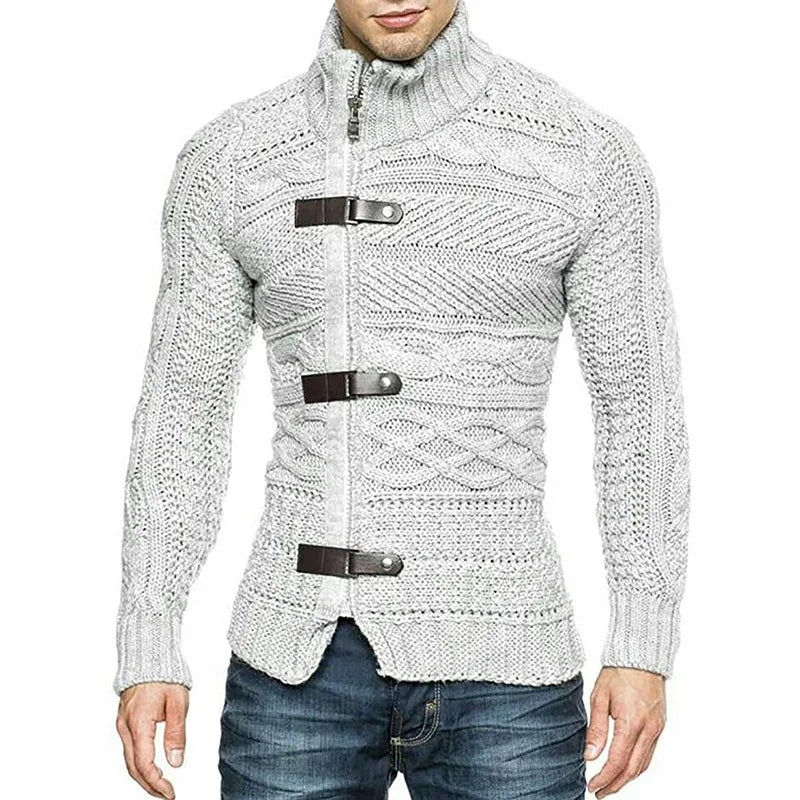 Sammy Jackson™ Boaz Urban Kamizelka | Sweter dziany z skórzanymi akcentami