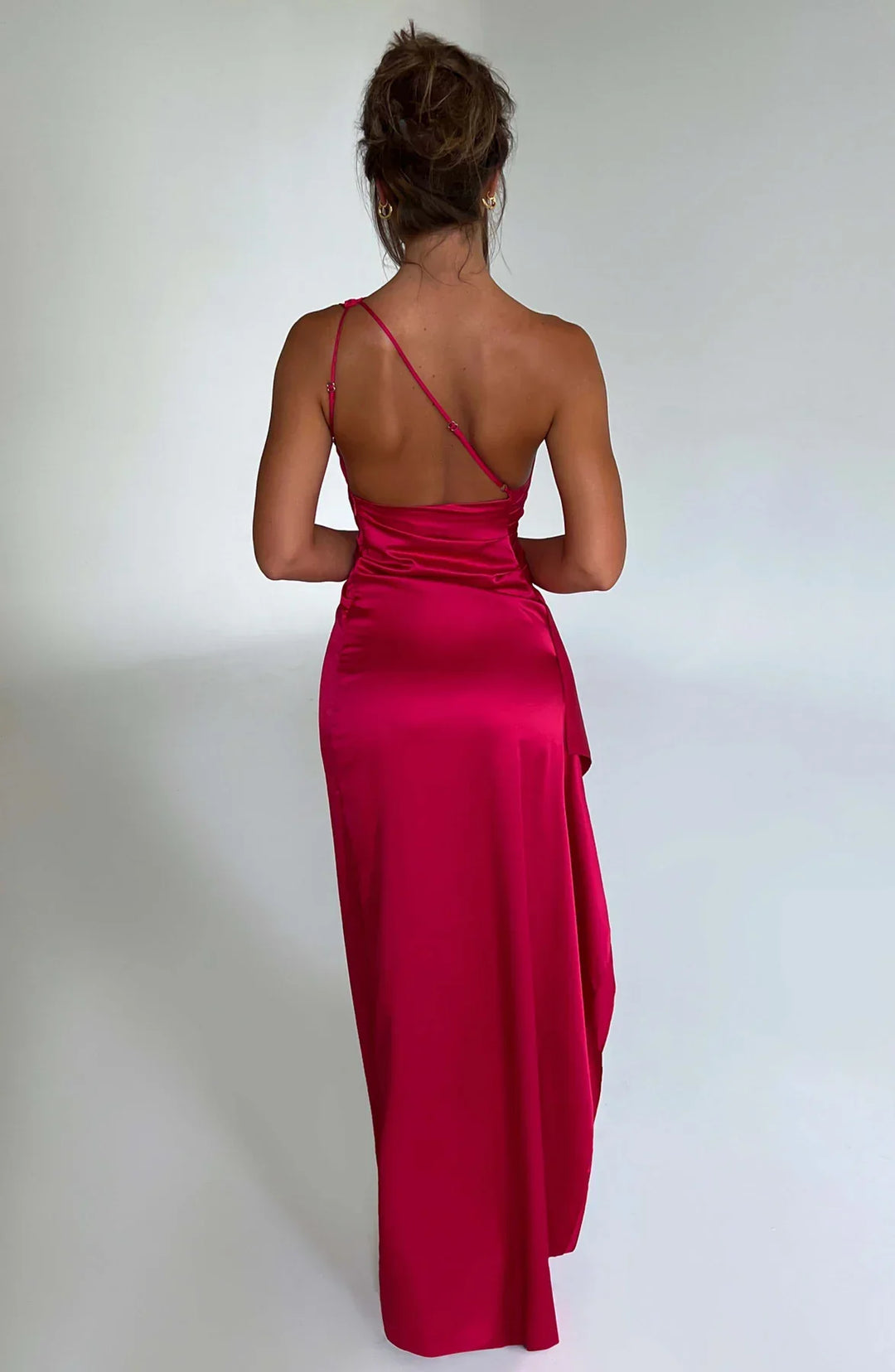 Satin One-Shoulder Split Dress - Vivienne