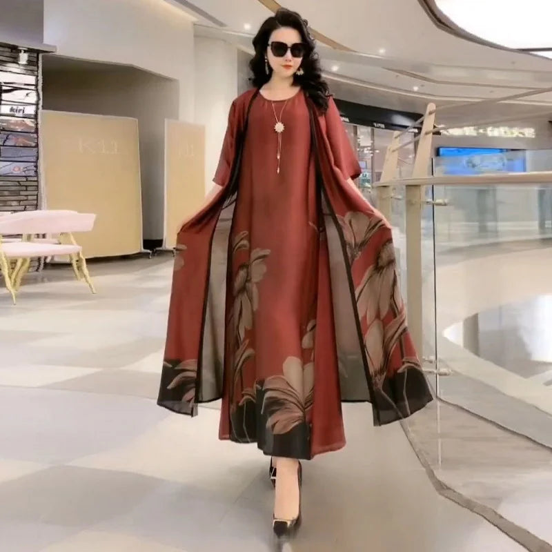 Maxi Jurk met rechte snit en lange mouwen – Yara