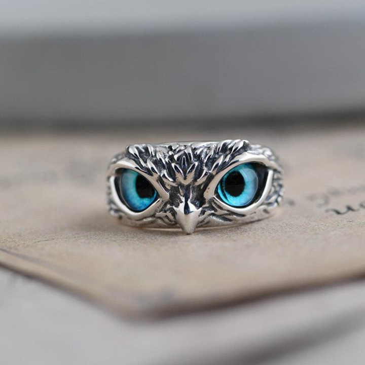 Silver Opal Owl Charm Ring - Ophelia