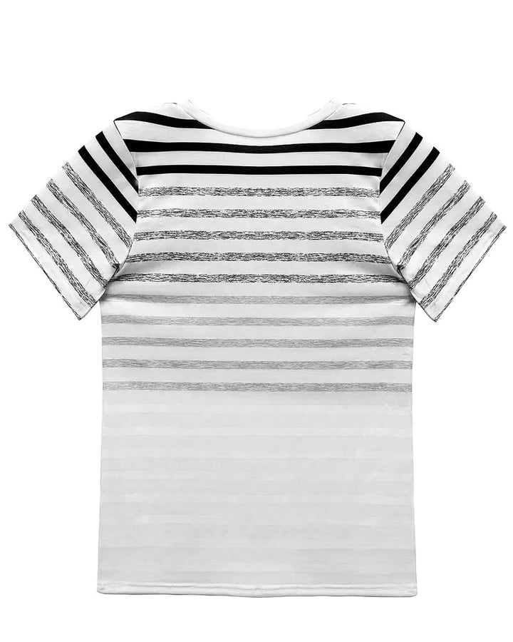 Gestreept dames T-shirt met ronde hals en kleurverloop – Melia
