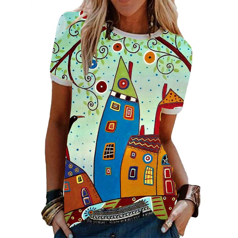 Licht dames T-shirt met print voor dagelijks gebruik en vakantie - SommerFun