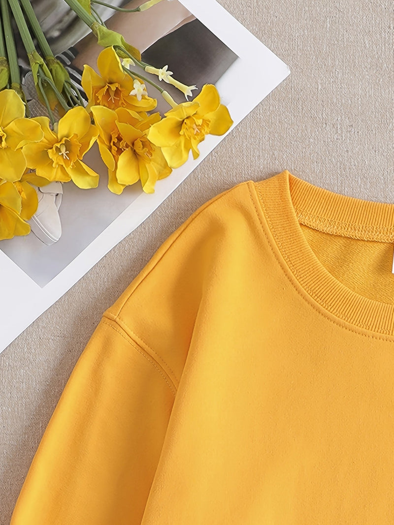 Casual Geel Sweatshirt met Humoristische Grafische Print - Elara