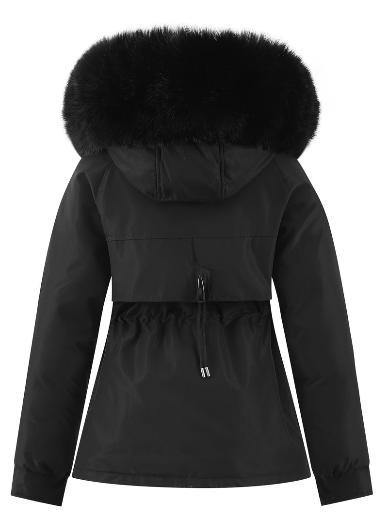 Women's Winter Coat with Removable Fur Hood - Noëlle