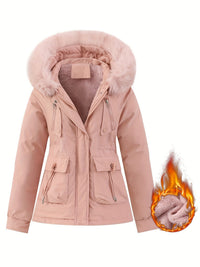 Women's Winter Coat with Removable Fur Hood - Noëlle