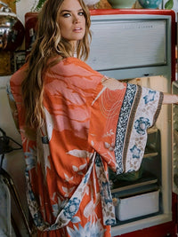 Rode Bloemenprint Kimono - Isabella