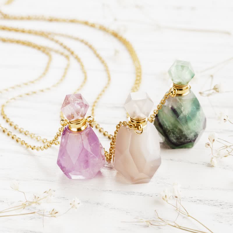 Crystal Perfume Bottle Necklace - Iris