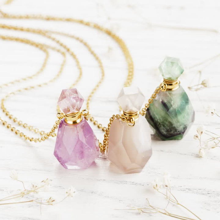 Crystal Perfume Bottle Necklace - Iris