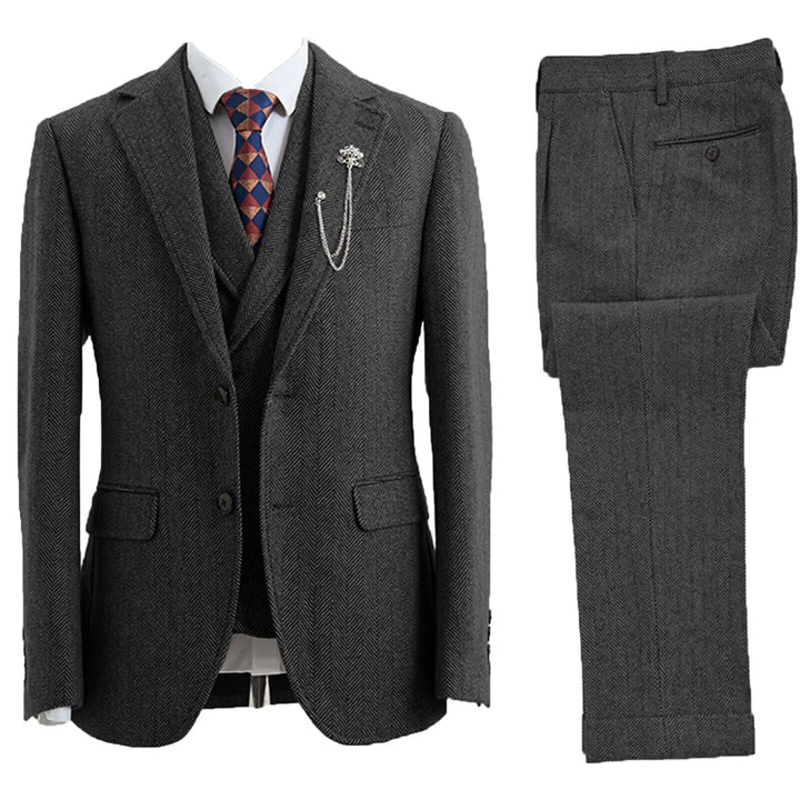 3-Piece Herringbone Patterned Suit - Leonard